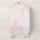 ピンク&セージ緑の水の色ボホフローラディナー オールインワン招待状 (外側)