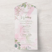 ピンク&セージ緑の水の色ボホフローラディナー オールインワン招待状 (内側)
