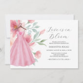 ピンク&セージ青ブライダルシャワー招待状オンライン 招待状 (正面)