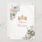 ピンク＆セージ フラワーズ ニーニャ 3歳のプレゼンテーション 招待状 (裏面)