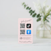ピンク ソーシャルメディア QRコード 名刺 (スタンド正面)