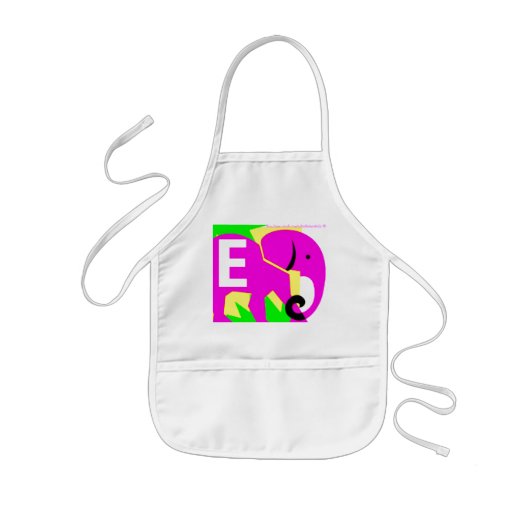 「ピンク・ゾウ」 子供用エプロン (正面)