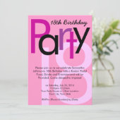 ピンク タイプ 18歳の誕生日パーティー招待状 招待状 (スタンド正面)