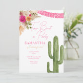 ピンク タコ カクタス ファースト バースデー 招待状 (スタンド正面)