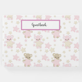 ピンク&タンテディベア&スターの色合い ゲストブック