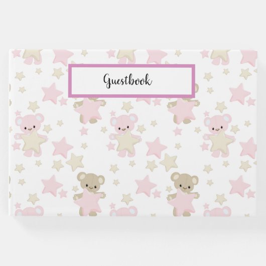 ピンク&タンテディベア&スターの色合い ゲストブック (正面)