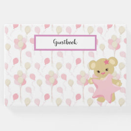 ピンク&タンバルーンのパステルシェード&テディベア ゲストブック