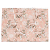 ピンク&タン赤ちゃん女の子PRAMベアブロック ラージペーパーバッグ (裏面)