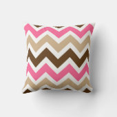 ピンク、タン、茶色のシェブロン模様 クッション (裏面)