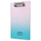 ピンク&ターコイズグラデーションフェイクグリッター クリップボード (左)