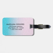 ピンク&ターコイズグラデーションフェイクグリッター ラゲッジタグ (裏面横)