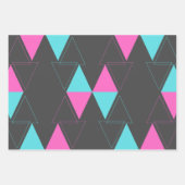 ピンク&ターコイズミニマル抽象芸術トライアングルアート ラッピングペーパーシート (正面3)