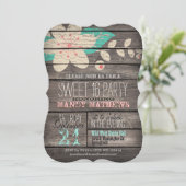 ピンク&ターコイズ素朴ウッドスウィート16パーティー 招待状 (スタンド正面)