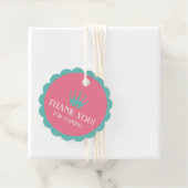 ピンク&ターコイズ赤ちゃんシャワーメッセージカード付きクラウン フェイバータグ (インサイチュ)