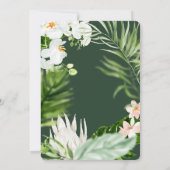 ピンク、ターコイズ、オーキッドのトロピカルな花のモチーフ セーブザデート (裏面)