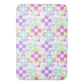 ピンク、ターコイズ、フローラ バスマット (正面縦)