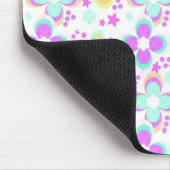 ピンク、ターコイズ、フローラ マウスパッド (コーナー)