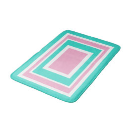 ピンク ターコイズ ホワイト ジオメトリック バスマット