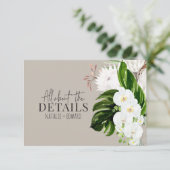 ピンク、ターコイズ + ラン科のトロピカル フラワー エンクロージャー カード (スタンド正面)