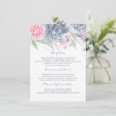 ピンク+ダスティブルーフローラ結婚ズ情報ゲスト エンクロージャーカード (スタンド正面)