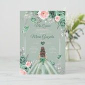 ピンク ダスティーグリーン シルバー ミス キンセ 15歳 招待状 (スタンド正面)