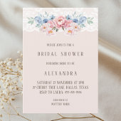 ピンク ダスティー ブルー フローラル ヴィンテージ ラ lace ブライダル シャワー 招待状