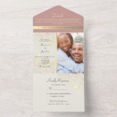 ピンク ダスティ ローズ ボヘミア フラワー ウェディング オールインワン招待状 (内側)