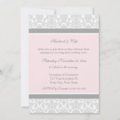 ピンク·ダマスク結婚写真の誓いの更新招待状 招待状 (裏面)