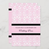 ピンク・ダマスク結婚誓願更新招待状 招待状 (正面/裏面)