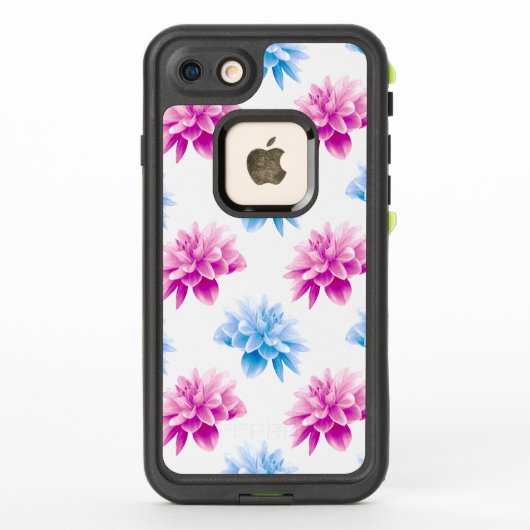 ピンク ダリア、ブルー ダリア、花柄、花 LifeProof iPhoneケース (裏面)