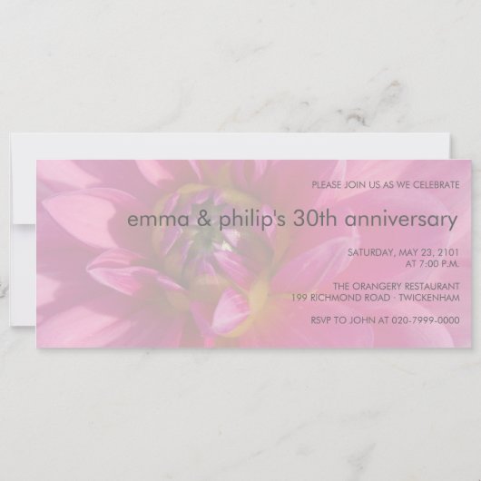 ピンク·ダリア 招待状 (裏面)