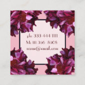 ピンク&ダークレッドローゼズフローラ名刺 スクエア名刺 (裏面)