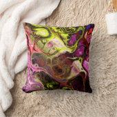 ピンク、チャートレイズ、紫の抽象芸術絞り染め大理石 クッション (ブランケット)