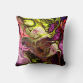 ピンク、チャートレイズ、紫の抽象芸術絞り染め大理石 クッション (裏面)