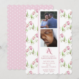 ピンク・チューリップス・ベビー・ガール・アナウンス 案内状