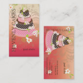 ピンク+チョコレッ結婚トのケーキ/ベーカリー/パティスリー 名刺 (正面/裏面)