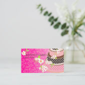 ピンク+チョコレッ結婚トのケーキ/ベーカリー/パティスリー 名刺 (スタンド正面)