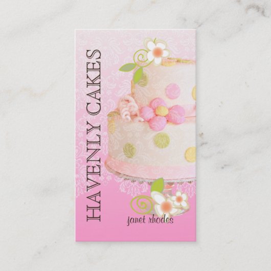 ピンク+チョコレッ結婚トのケーキ/ベーカリー/パティスリー 名刺 (正面)