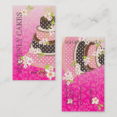 ピンク+チョコレッ結婚トのケーキ/ベーカリー/パティスリー 名刺 (正面/裏面)