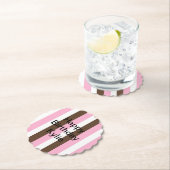 ピンク、チョコレート、ホワイトストライプ誕生日 ペーパーコースター (インサイチュ)