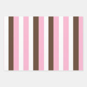 ピンク、チョコレート、ホワイトストライプ誕生日 ラッピングペーパーシート (正面)