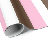 ピンク、チョコレート、白ストライプ色 ラッピングペーパー (ロールコーナー)