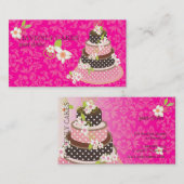 ピンク+チョコレ結婚ートのケーキ/ベーカリー/パティシセリ 名刺 (正面/裏面)