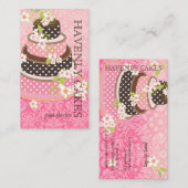 ピンク+チョコレ結婚ートのケーキ/ベーカリー/パティシセリ 名刺 (正面/裏面)