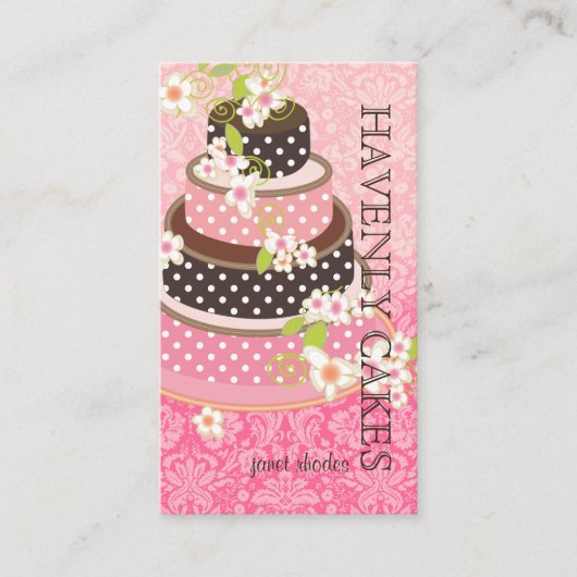 ピンク+チョコレ結婚ートのケーキ/ベーカリー/パティシセリ 名刺 (正面)