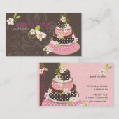 ピンク+チョコレ結婚ートのケーキ/ベーカリー/パティシセリ 名刺 (正面/裏面)