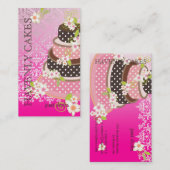 ピンク+チョコレ結婚ートのケーキ/ベーカリー/パティシセリ 名刺 (正面/裏面)