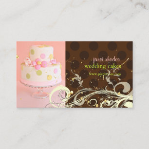 ピンク/チョコ結婚レートのケーキ名刺 名刺