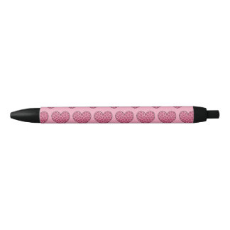 ピンク チーター プリント ハート 黒ボールペン