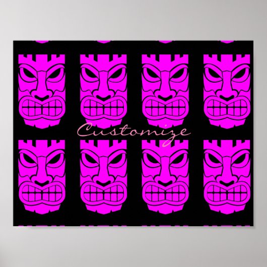 ピンク ティキ彫刻 サンダーコーブ ポスター (正面)